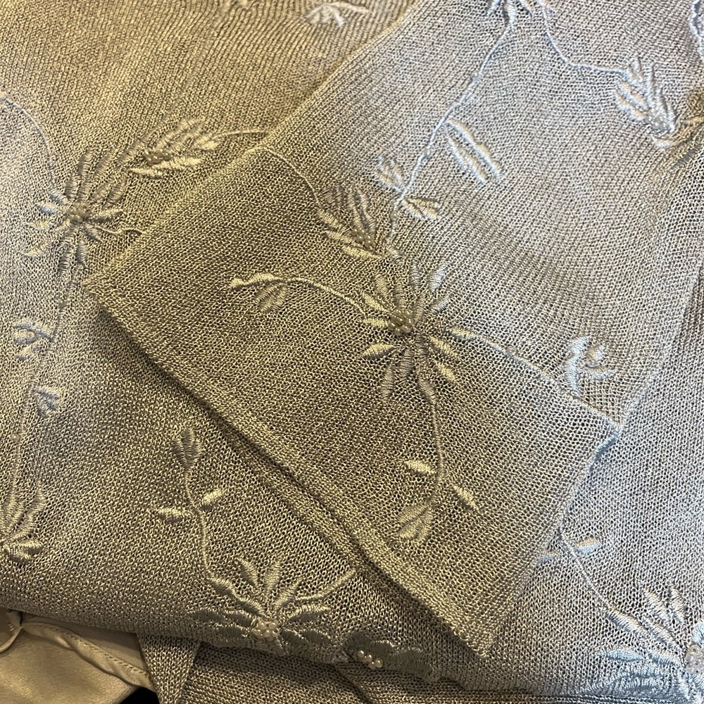 Tahari Light Gray Shimmery Knit Dress - Picture 6 of 16